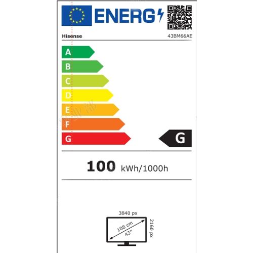 Hisense digital signage display 43DM66D 43" / 4K / 500 nits / 60 Hz / (24h / 7 dana) slika 6