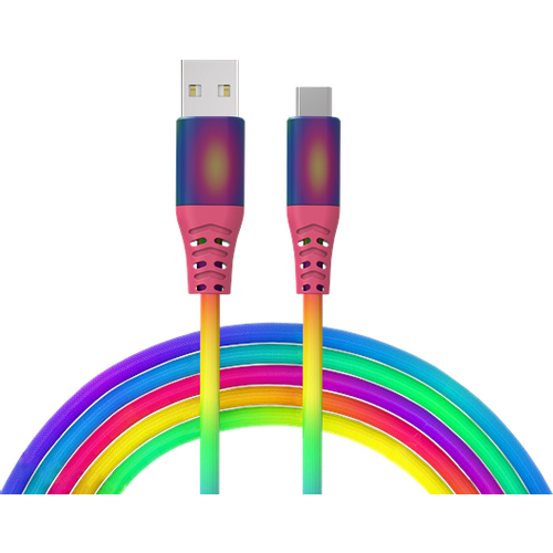 Kabel ADDA USB-209-RB, Fusion Charge+Data, USB-A na Type-C, 3.1A, pleteni, 1m dugine boje slika 1