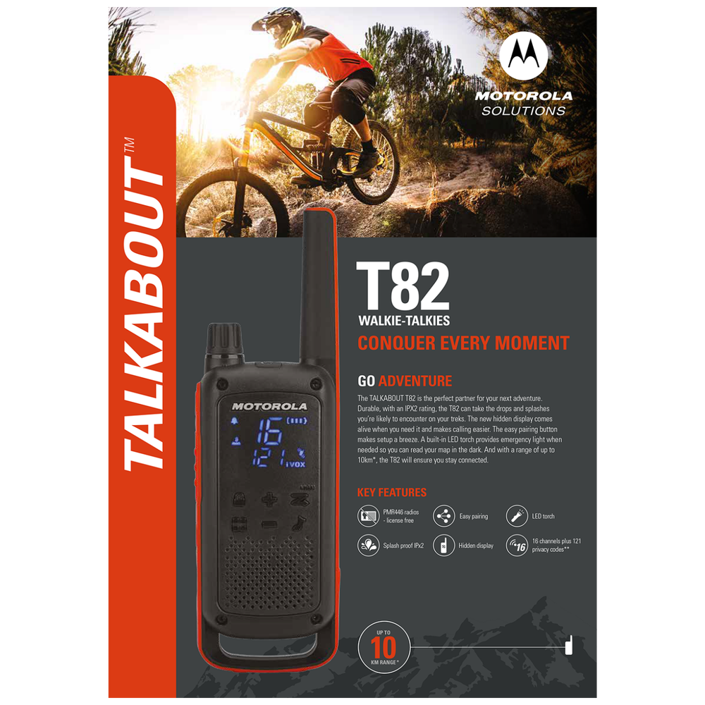 Motorola Walkie Talkie, domet 10 km, 16 kanala - TLKR T82  slika 2