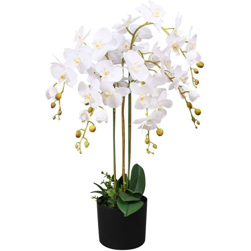 Umjetna orhideja s posudom 75 cm bijela slika 9