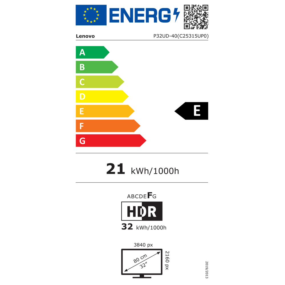 Lenovo P32UD-40 UHD IPS, HDMI, DP, T-Bolt, pivot 64A8XAT2EU slika 2