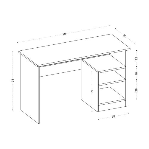 Bahar - White White Study Desk slika 5