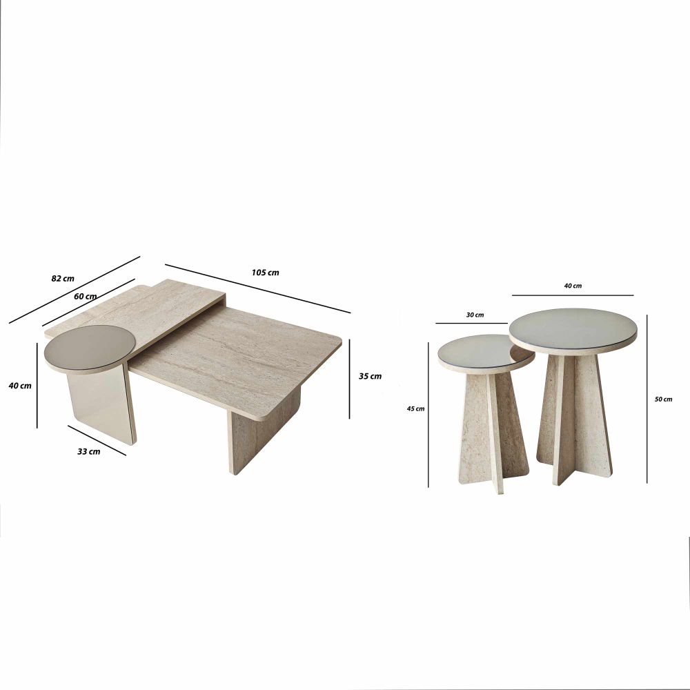 Nesting stolovi Luna, boje: Travertin, Bronza (4 komada) slika 10