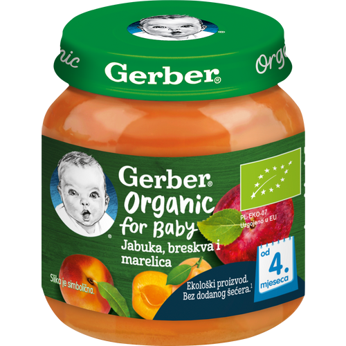 Gerber Organic for Baby Kašica jabuka, breskva i marelica 125g slika 1