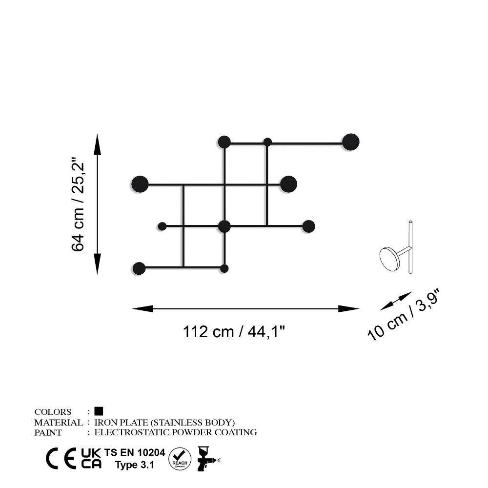 Metal wall hook Fatara, colour: black slika 6