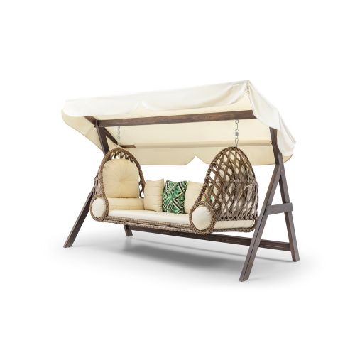 Saltanat - Cream Cream Garden Triple Swing Chair slika 1