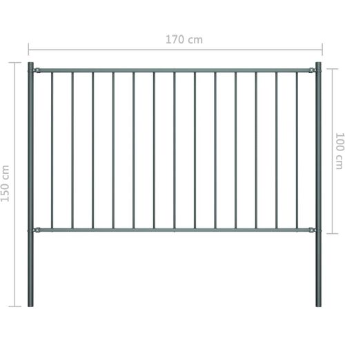 Panel za ogradu sa stupovima čelični 1,7 x 1 m antracit slika 4