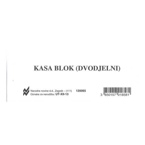 XII-13 KASA BLOK (DVODJELNI); Blok 100 listova, 10 x 5 cm slika 1