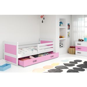 Drveni dječji krevet Rico - bijeli - roza - 200*90cm