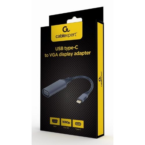 Gembird A-USB3C-VGA-01 VIDEO Adapter USB-C to VGA HD15, M/F, Cable, Space Grey slika 2