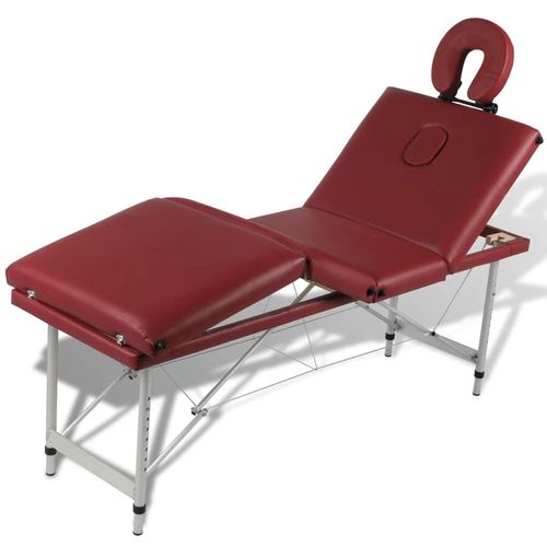 Sklopivi masažni stol s drvenim okvirom, 4 zone, crveni slika 14