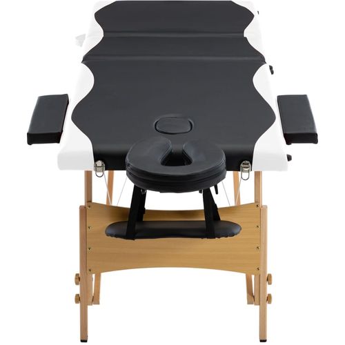 Sklopivi masažni stol s 3 zone drveni crno-bijeli slika 4