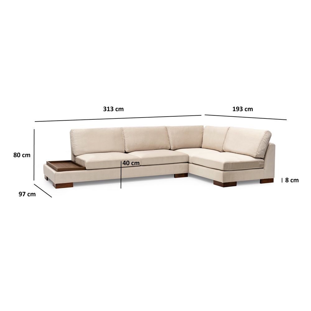 Ugaona Sofa 'Tulip Corner Right' bez Pufa - Bež Boja slika 9