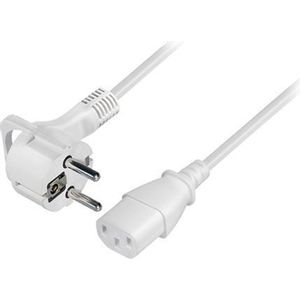 Transmedia Schuko plug flat to C13 jack 5m, White