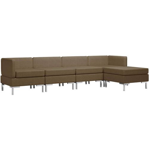 5-dijelni set sofa od tkanine smeđi slika 2