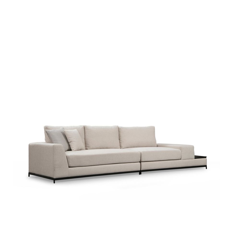 Sofa sa Bočnim Stolom - Bež, 4-Sjedala slika 6