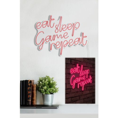 Wallity Ukrasna plastična LED rasvjeta, eat sleep game repeat - pink slika 11