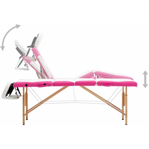 Sklopivi masažni stol s 4 zone drveni bijelo-ružičasti slika 14