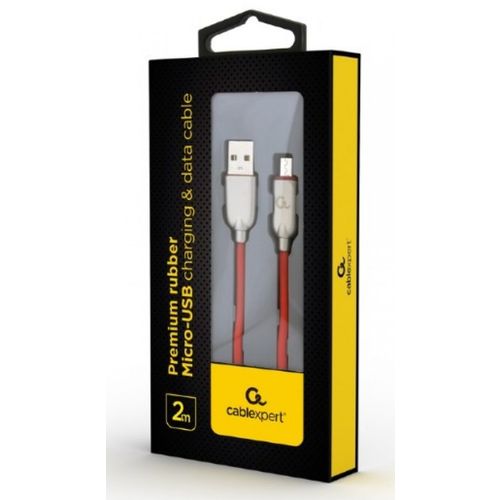 CC-USB2R-AMmBM-2M-R Gembird Premium rubber Micro-USB charging and data cable, 2m, red slika 2