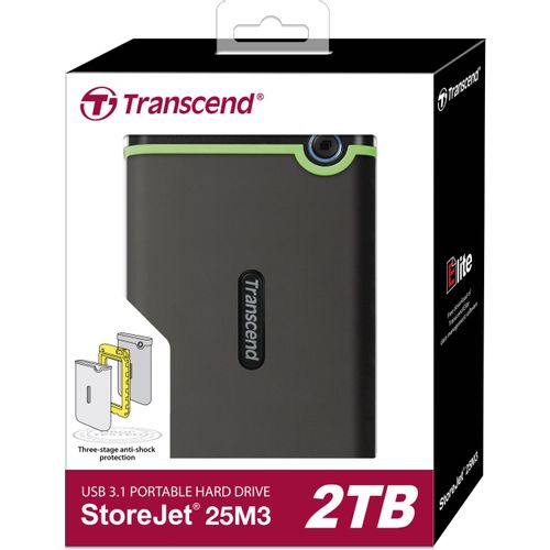 Transcend TS2TSJ25M3S External HDD 2TB Slim form factor, M3S, USB 3.1, 2.5, Anti-shock system, Backup software, 185g, Iron gray (Slim) slika 3