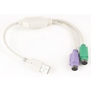 UAPS12 Gembird USB USB to 2 ports PS/2 adapter 30cm kabl, White