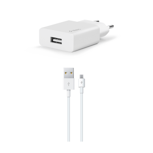 Ttec Punjač Zidni - Output 1xUSB 2,1A - +MicroUSB cable 1,2m - White slika 1