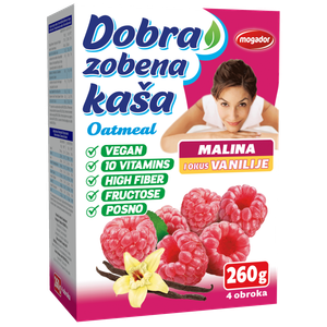 Dobra zobena kaša 260g malina - vanilija    