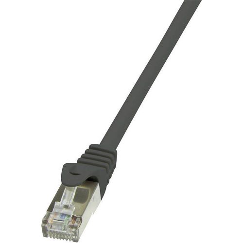 LogiLink CP1093S RJ45 mrežni kabel, Patch kabel cat 5e F/UTP 10.00 m crna sa zaštitom za nosić 1 St. slika 1