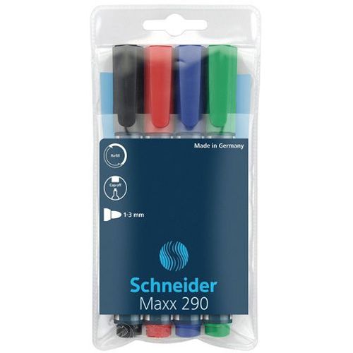 Flomaster Schneider, marker za bijelu ploču, Maxx 290, 1-3 mm, set od 4 boje, PVC etui slika 2