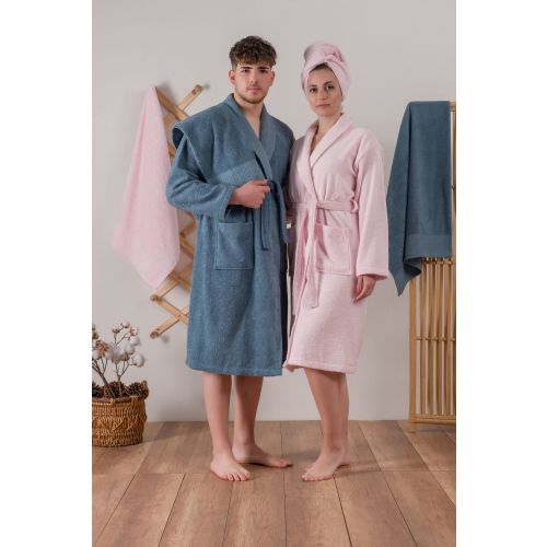 Set peškira i bade mantila Camilla - Pink, Indigo Blue slika 1