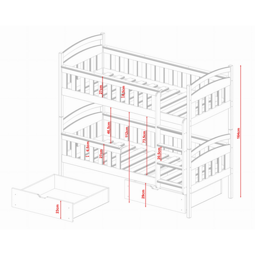 Drveni dječji krevet na kat Harry s ladicom - bijeli - 200*90 cm slika 2