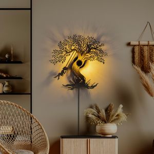 Swinging Girl Black Wall Lamp