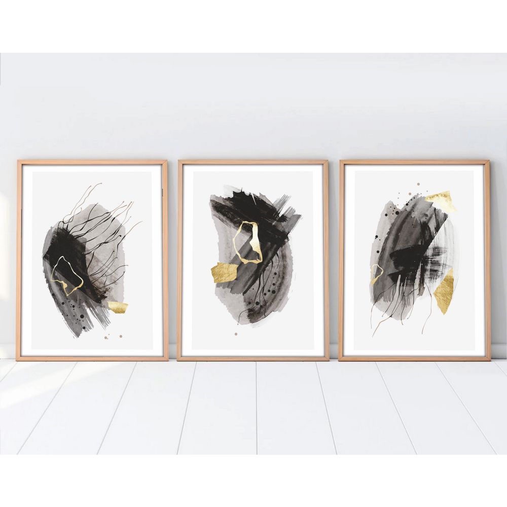 Huhu208 - Dekorativno Slikarstvo u Okviru od MDF-a, 50 x 70 cm, Višebojno (Set od 3 Komada) slika 5