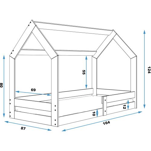 Drveni dečiji krevet House 1 - 160x80 -siva slika 3