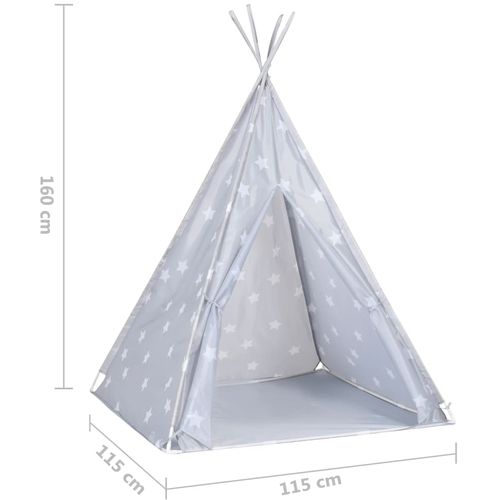 Dječji šator tipi od poliestera s torbom sivi 115x115x160 cm slika 24