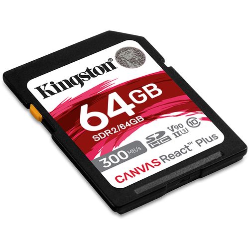 Kingston SDR2/64GB 64GB SDXC, Canvas React Plus, Professional, Class 10 UHS-II U3 V90, Up to 300MB/s read and 260MB/s write, for Full HD/2K/4K/8K slika 1