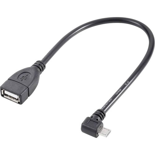 Renkforce USB kabel USB 2.0 USB-Micro-B utikač, USB-A utičnica 0.10 m crna s otg funkcijom, pozlaćeni kontakti RF-4080777 slika 1