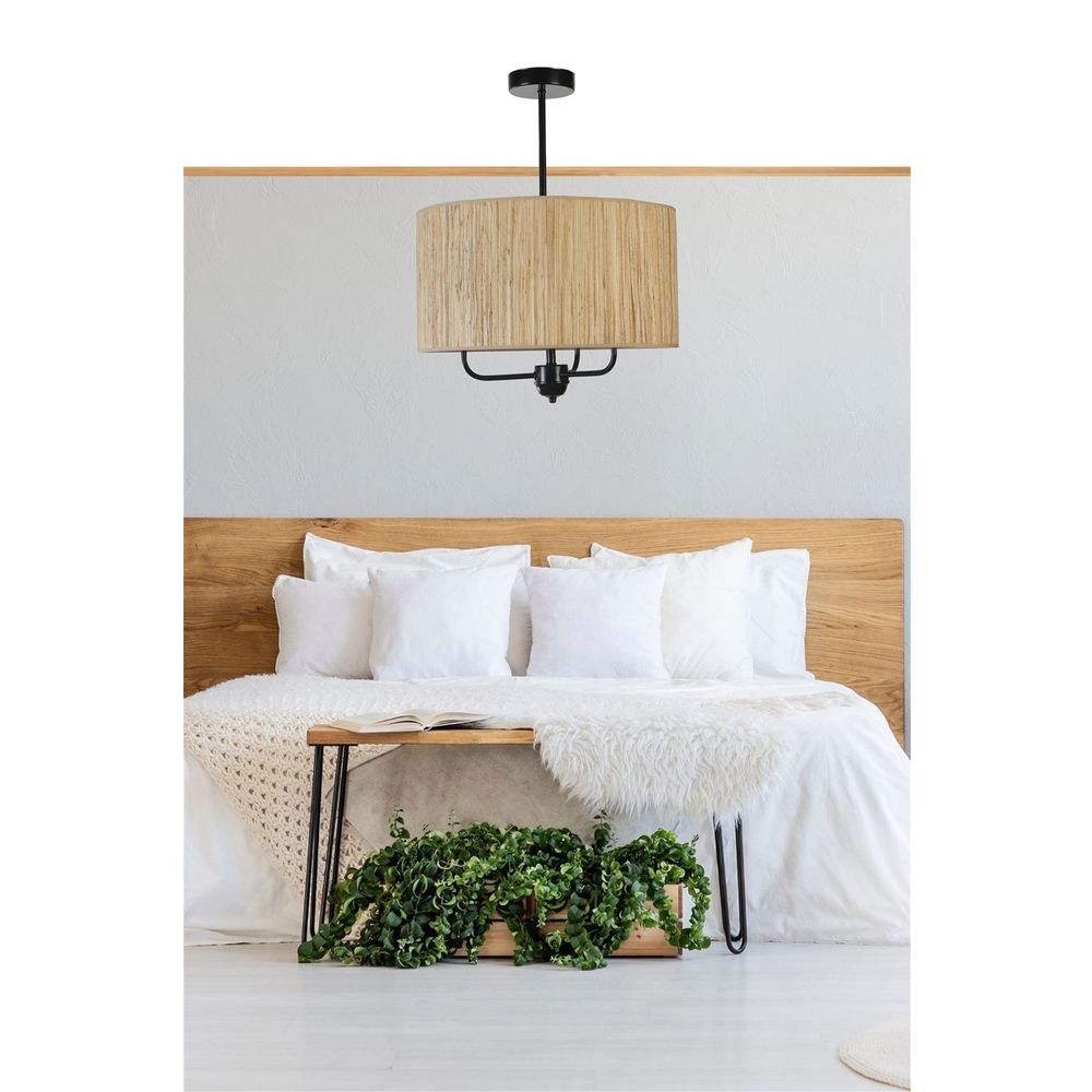Bambu 010 Abajurlu 3 Lü Sarkıt Avize - Oak Black slika 2