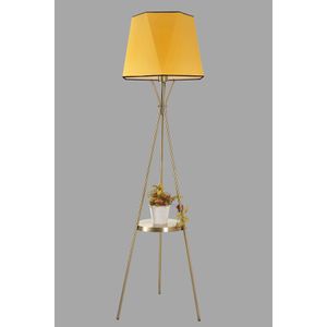 Venedik sehpalı eskitme lambader altıgen hardal abajurlu Mustard Floor Lamp