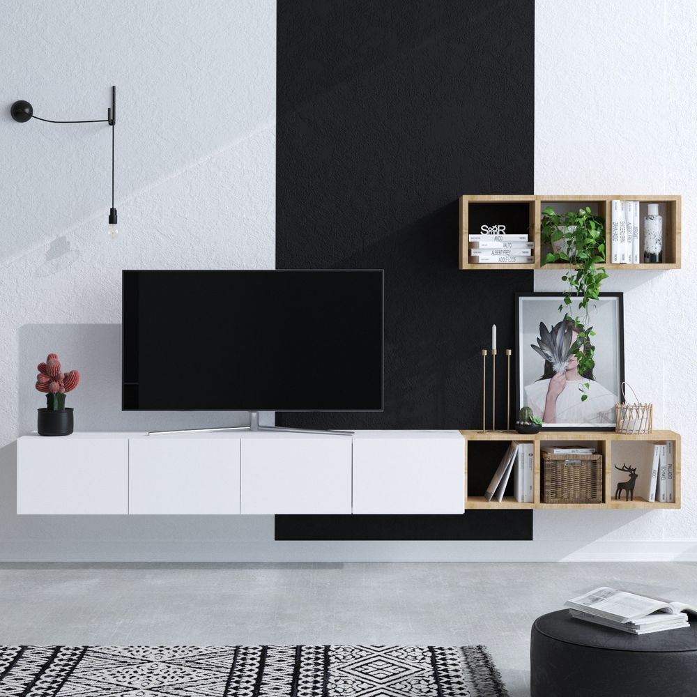 TV jedinica Pıa, boje bijela i hrastova  slika 1