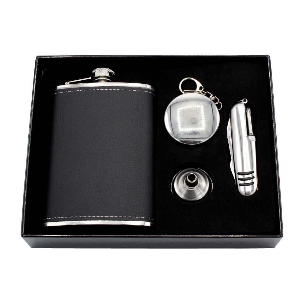Poklon set ploska 270 ml, privjesak-čašica na izvlačenje, švajcarski nož, lijevak, model: 913-1360 slika 1