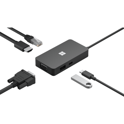 Adapter Microsoft USB-C Travel Hub USB-C3.2 USB-A Eth HDMI VGA slika 1