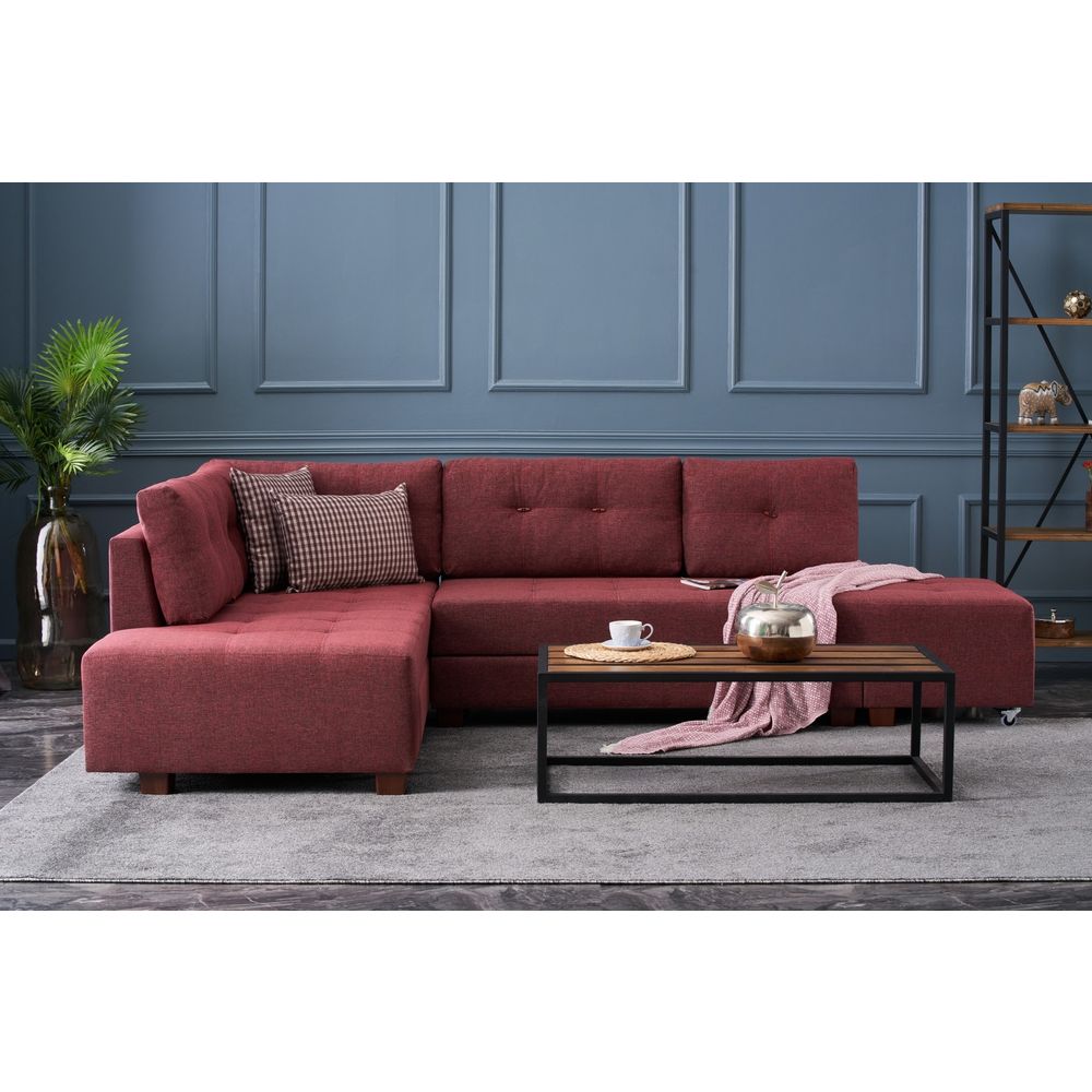 Manama Kutna Sofa na Razvlačenje Lijevi - Bordocrvena slika 1