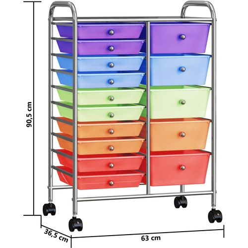 XXL pokretna kolica za pohranu s 15 ladica raznobojna plastična slika 26