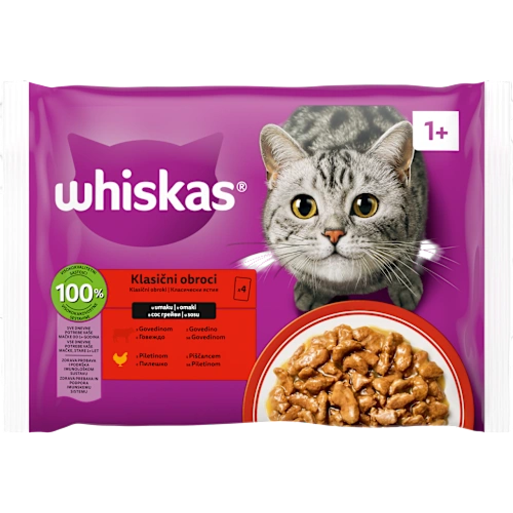 Whiskas mokra hrana za mačke 1+, klasični izbor, 4x85 g slika 1