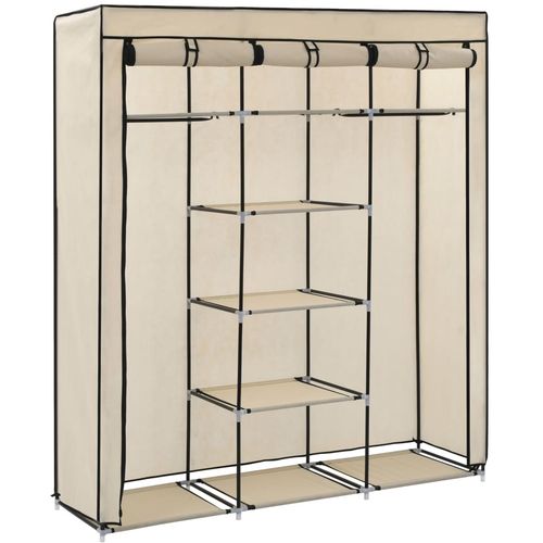 282455 Wardrobe with Compartments and Rods Cream 150x45x175 cm Fabric slika 15