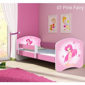 Dječji krevet ACMA s motivom, bočna roza 140x70 cm - 07 Pink Fairy