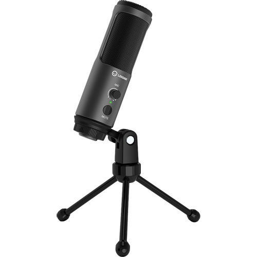 LORGAR Gaming Microphones, Black, USB condenser mic with Volume Knob, 3.5MM headphonejack, mute button and led indicator, package including 1x F5 Microphone, 1 x 2M type-C USB Cable, 1 xTripod Stand slika 1