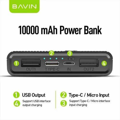 BAVIN Power Bank 10000mAh bela slika 3