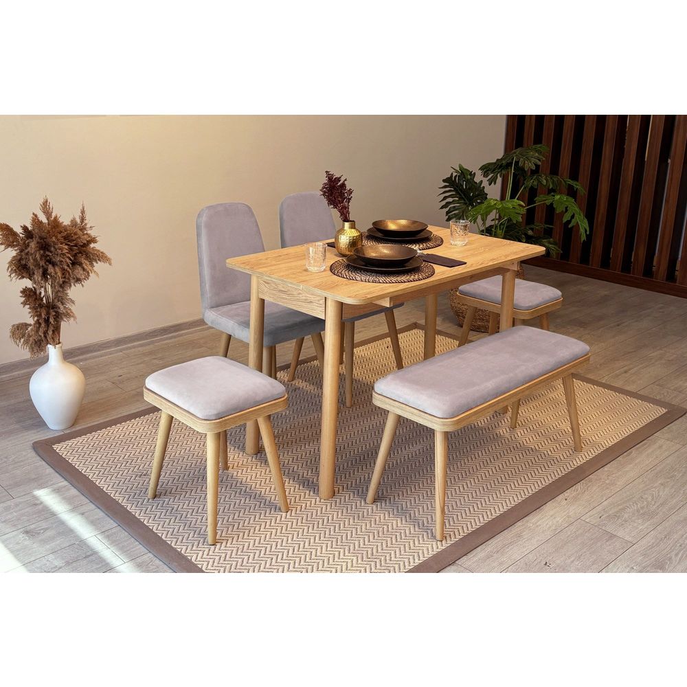 Vina Mini 03 0701 - Set Ekstenzibilnog Stola i Stolica u Soho Sivoj slika 2